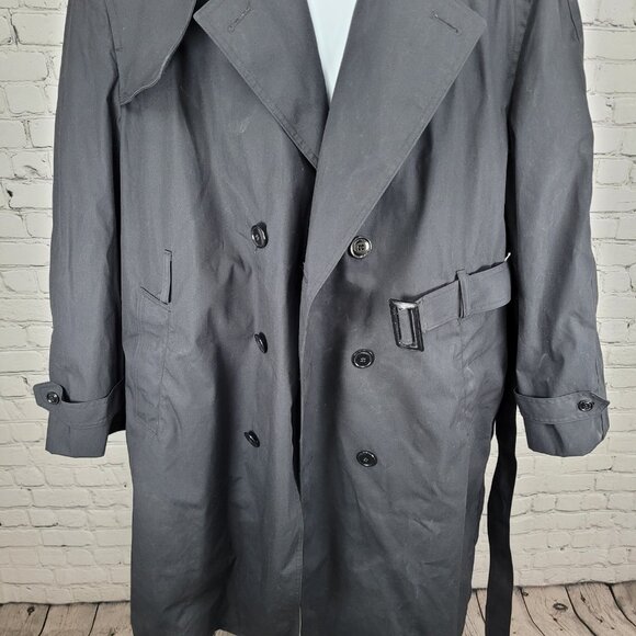 Defense Logistics Agency Garrison All Weather Navy Belted Trench Army Coat 48R - Picture 11 of 13